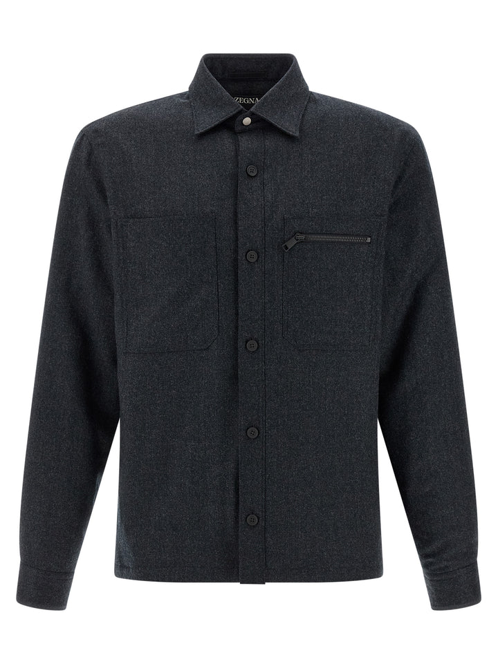 Zegna Techmerino Overshirt Camicie - Grigio | c96d77886014879820dd39aadbec0a025ecdaf1d