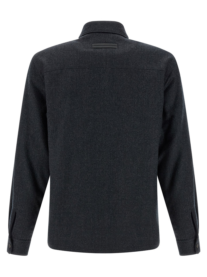 Zegna Techmerino Overshirt Camicie - Grigio | 48a73dfec5f03af383c4c93731de086fb68e9ca2