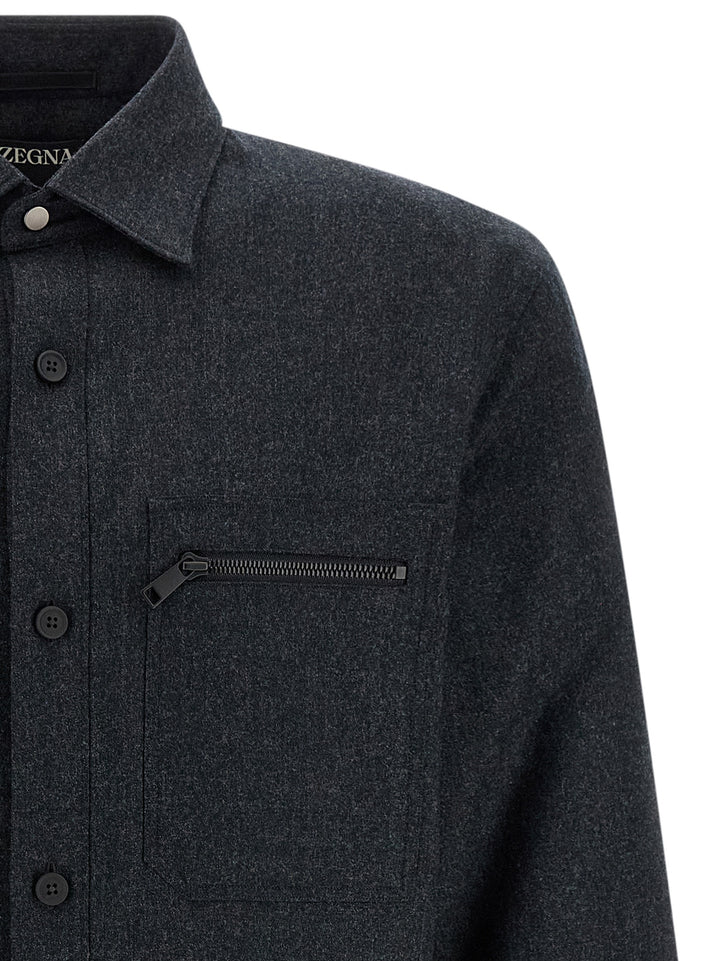 Zegna Techmerino Overshirt Camicie - Grigio | d5c5c5474dc2ebd20a24fed62d10fac651d06a6b