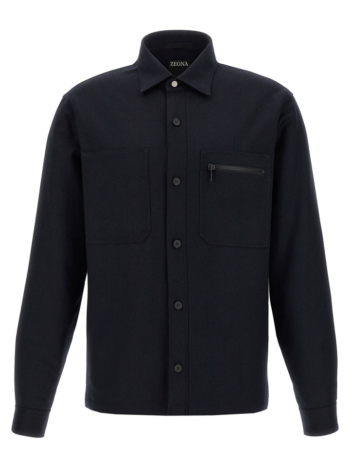 Zegna Techmerino Overshirt Camicie - Blu | 6575bb7bca19a65115022d91464eb9f0924771bb