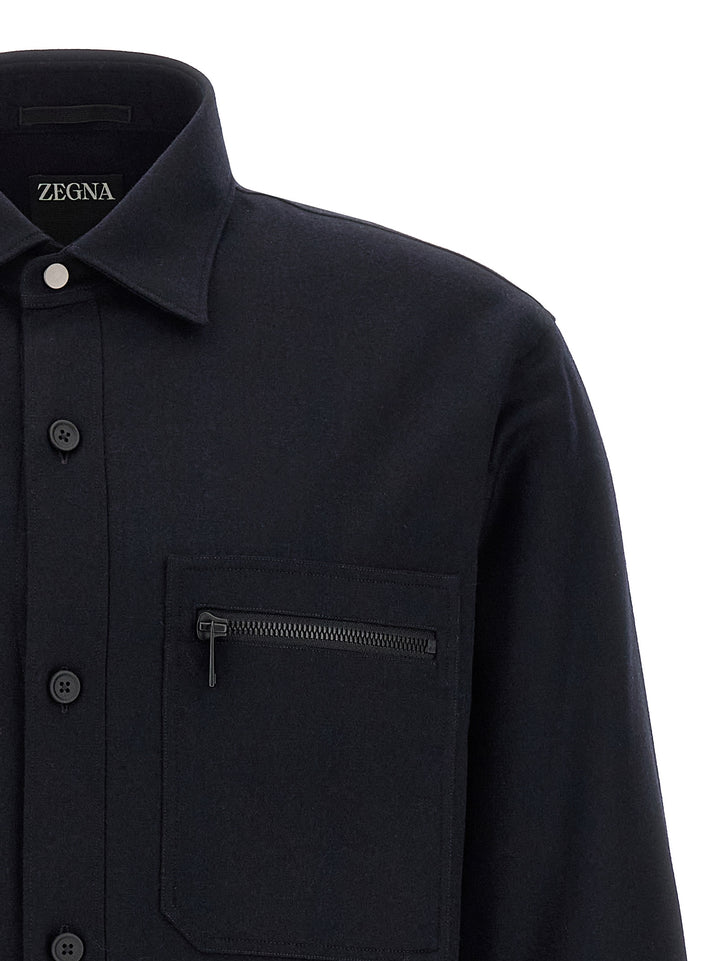 Zegna Techmerino Overshirt Camicie - Blu | 8c5f13152e7a95dd146e9ac76fd5eacae53305e9