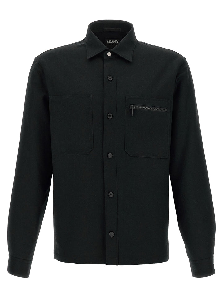 Zegna Techmerino Overshirt Camicie - Nero | 6e5a4a289269687bf1a7c603ccf1ba49de65d185