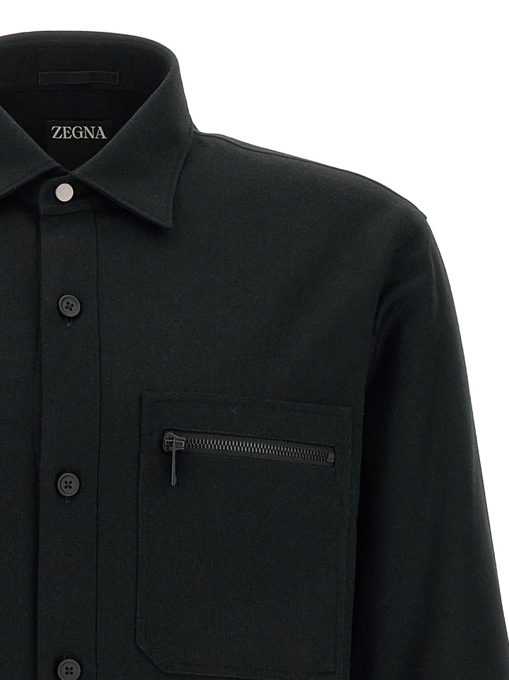 Zegna Techmerino Overshirt Camicie - Nero | 84d6342e8e5f911c9178d829f2c32eacf92addf6