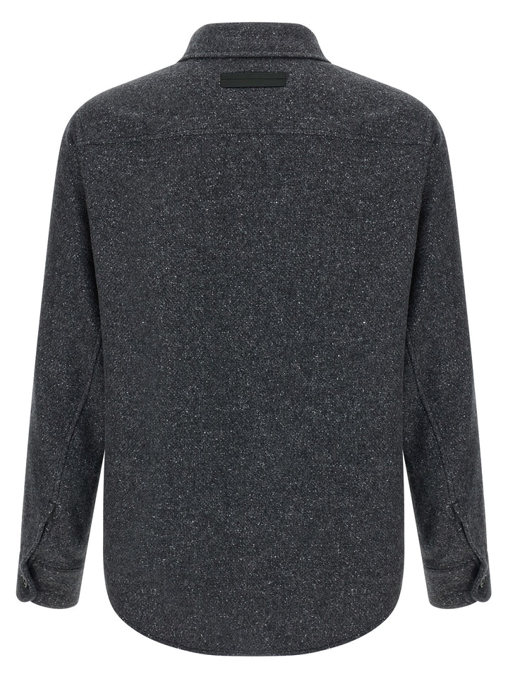 Zegna Mélange Overshirt Camicie - Grigio | f2977dfa65ae80a1f659ec51da2fd422a9267597