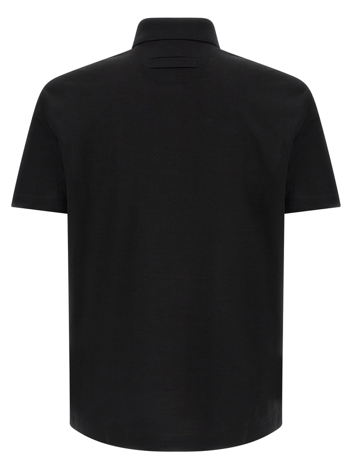 Zegna Piqué Cotton  Shirt Polo - Nero | 6882d460ec004688e3d71db6c280a994b2f11d01
