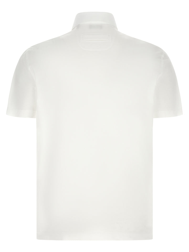 Zegna Piqué Cotton  Shirt Polo - Bianco | 15018d68e6e56c21870fe279e5ee25225f10eb13