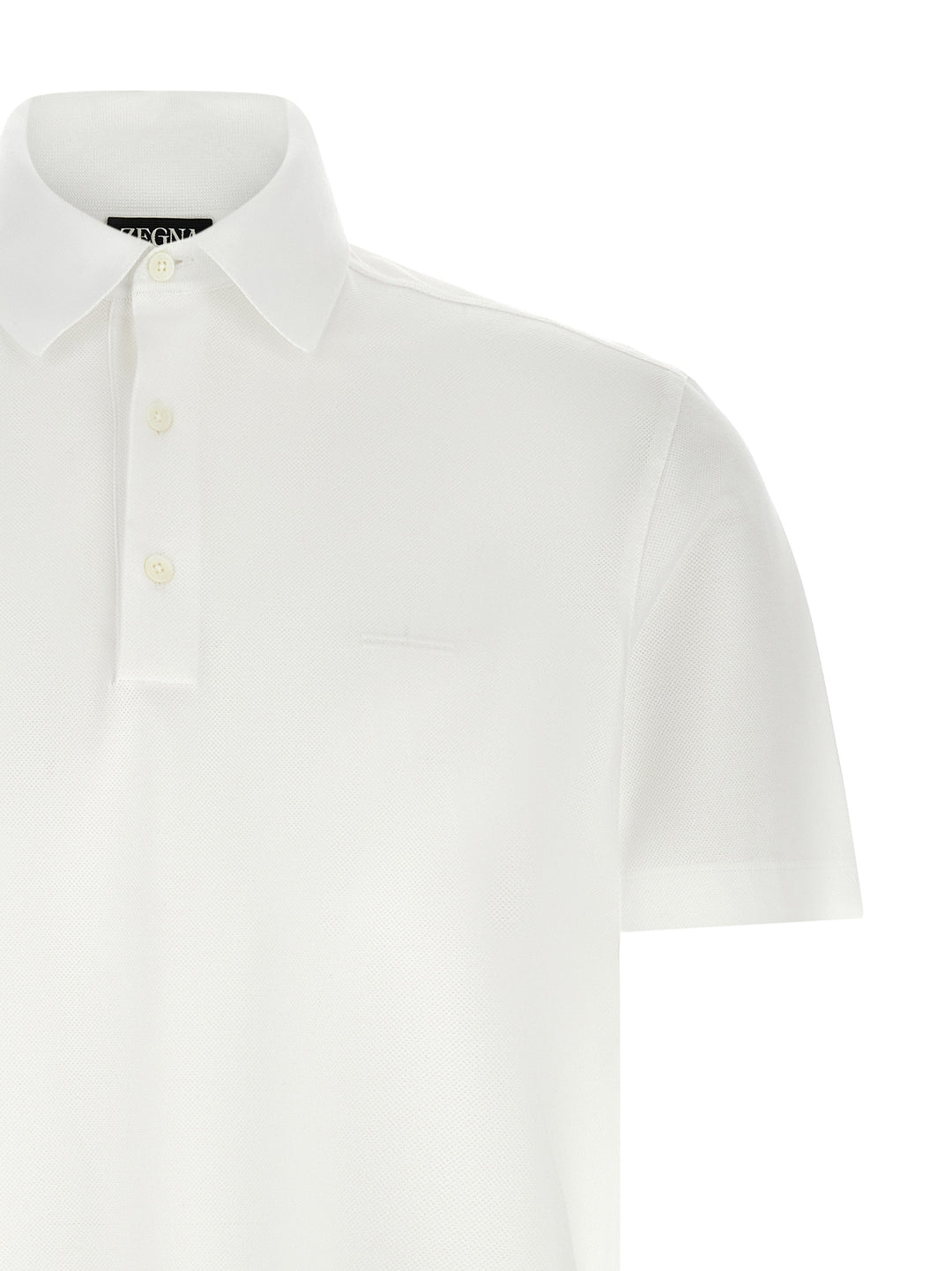 Zegna Piqué Cotton  Shirt Polo - Bianco | 2117251a9582ce364f16f9b326f3cb84983d2588
