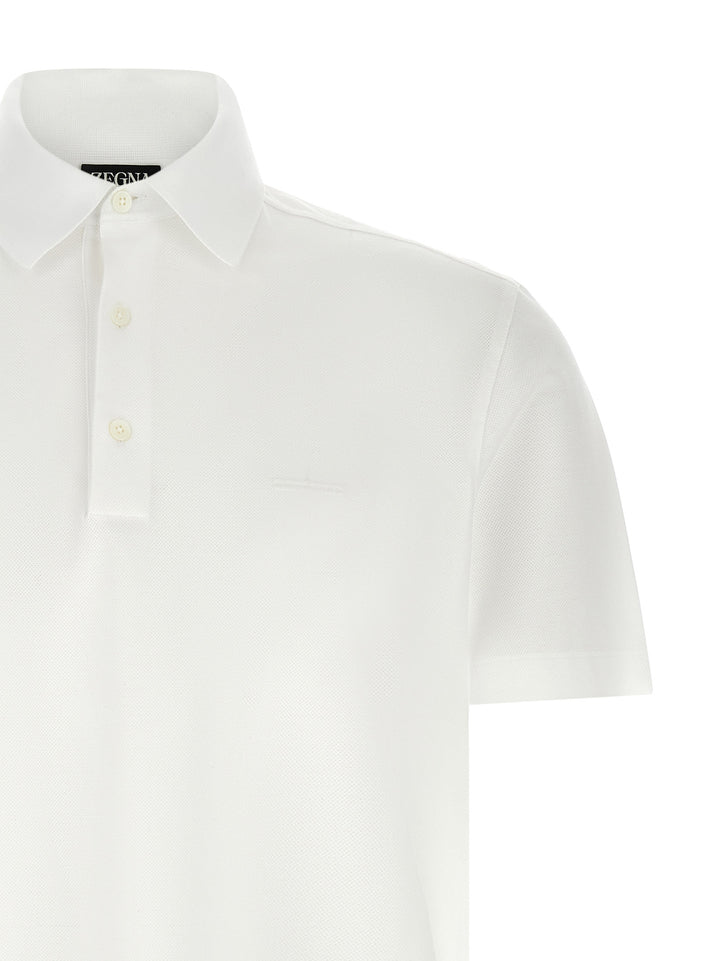 Zegna Piqué Cotton  Shirt Polo - Bianco | 2117251a9582ce364f16f9b326f3cb84983d2588