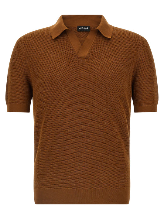 Premium Cotton Shirt Polo Marrone