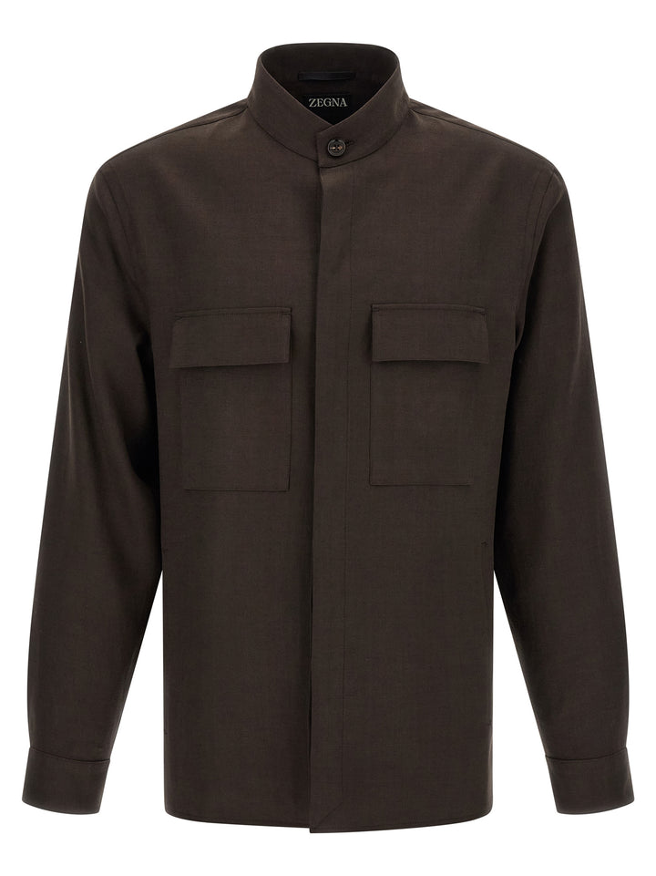 Zegna Oasi Lino Camicie - Marrone | c7d3dd2c8a08cf51828e9d98b0b0a173141235fa