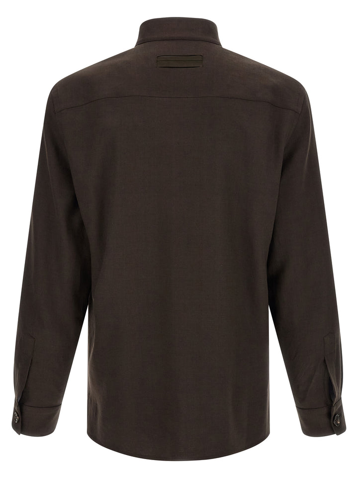 Zegna Oasi Lino Camicie - Marrone | 3713c3d3ce40ae7bf9a7e4355cb84587fbe85e85