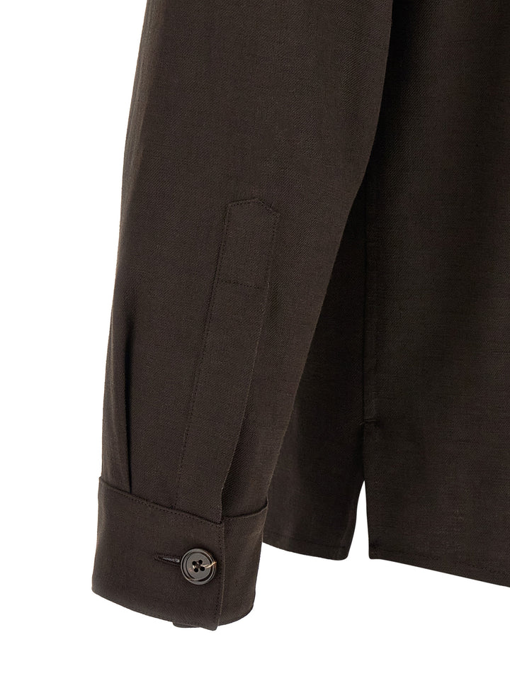 Zegna Oasi Lino Camicie - Marrone | 23e61ef2136b2af92338957e34f86725b679195e