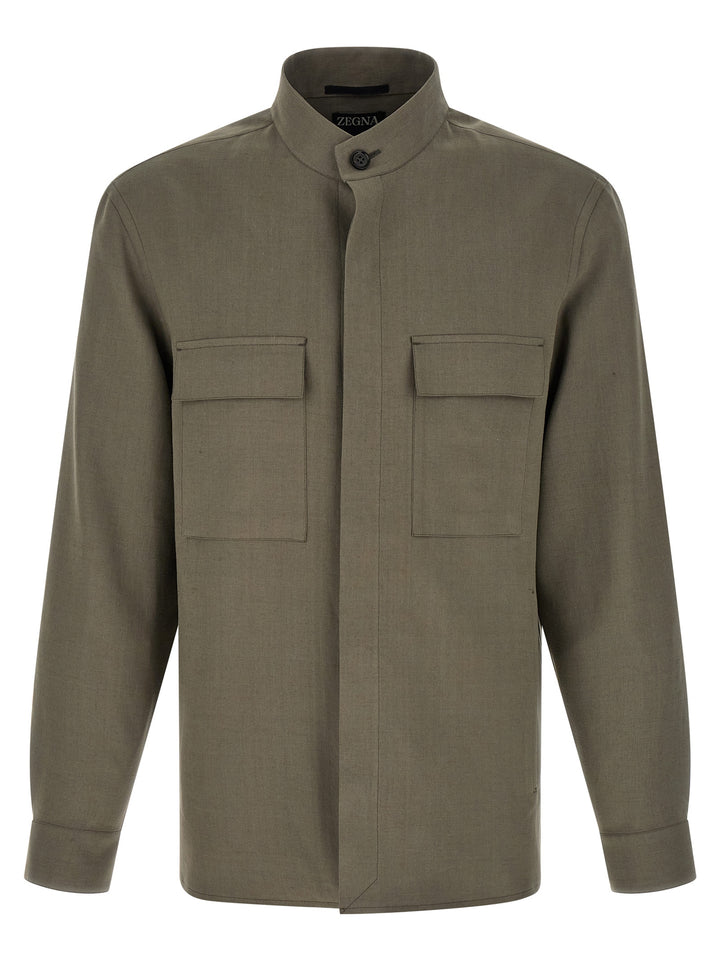 Zegna Oasi Lino Camicie - Grigio | 7d6b2ac54ff23496e8781931941faff1d8b5c918