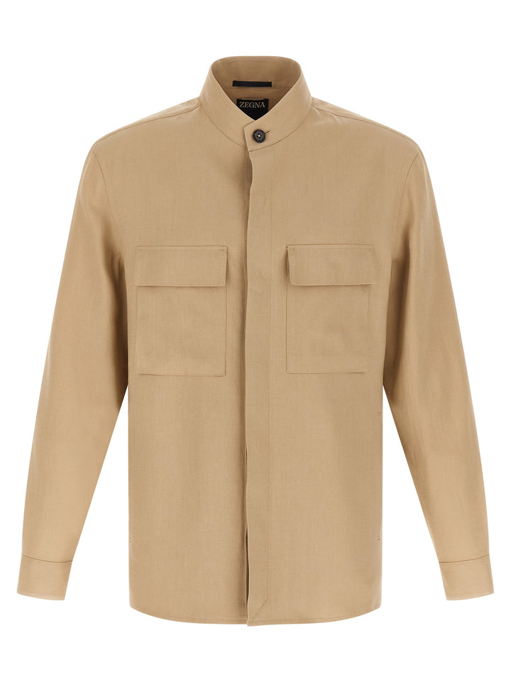 Zegna Oasi Lino Camicie - Beige | 3f2b1344f59870434b45333053f56ad39bafe8df