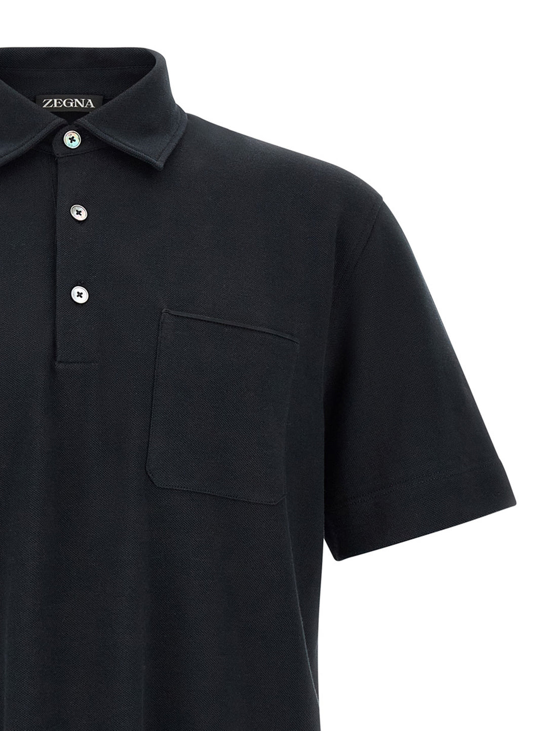 Zegna Shirt With Pocket Polo - Blu | 5db63615691156e9d3a8ecbc7519b378716da372