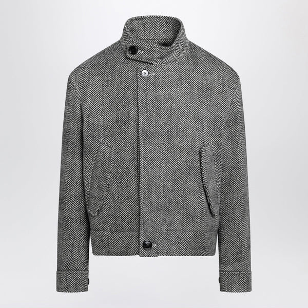 Black Padded Harrington Wool Jacket