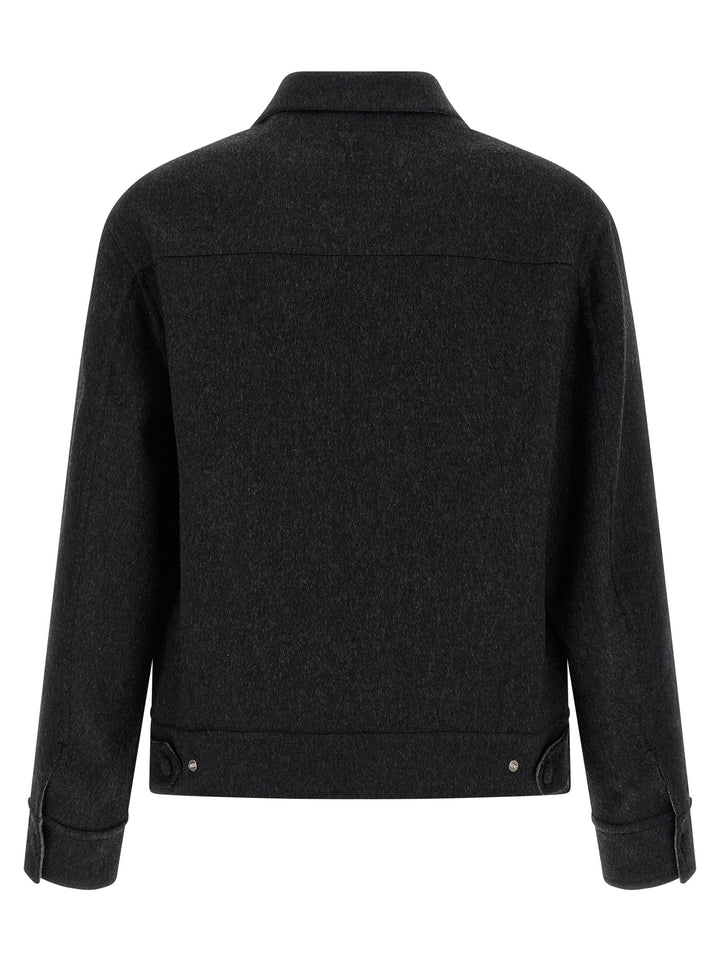 Ami Paris Lenci Cloth Overshirt Puffer Jackets - Grigio | a80da39cec94814817b9d15c7ccfa3fc4b09d873