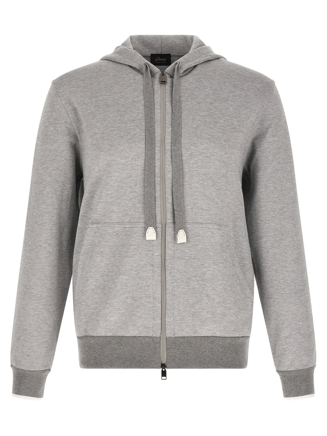 Brioni Piquet Cotton Hoodie Felpe - Grigio | 8169b0b1c229b48328f4ce373a836f4c1e4fb777