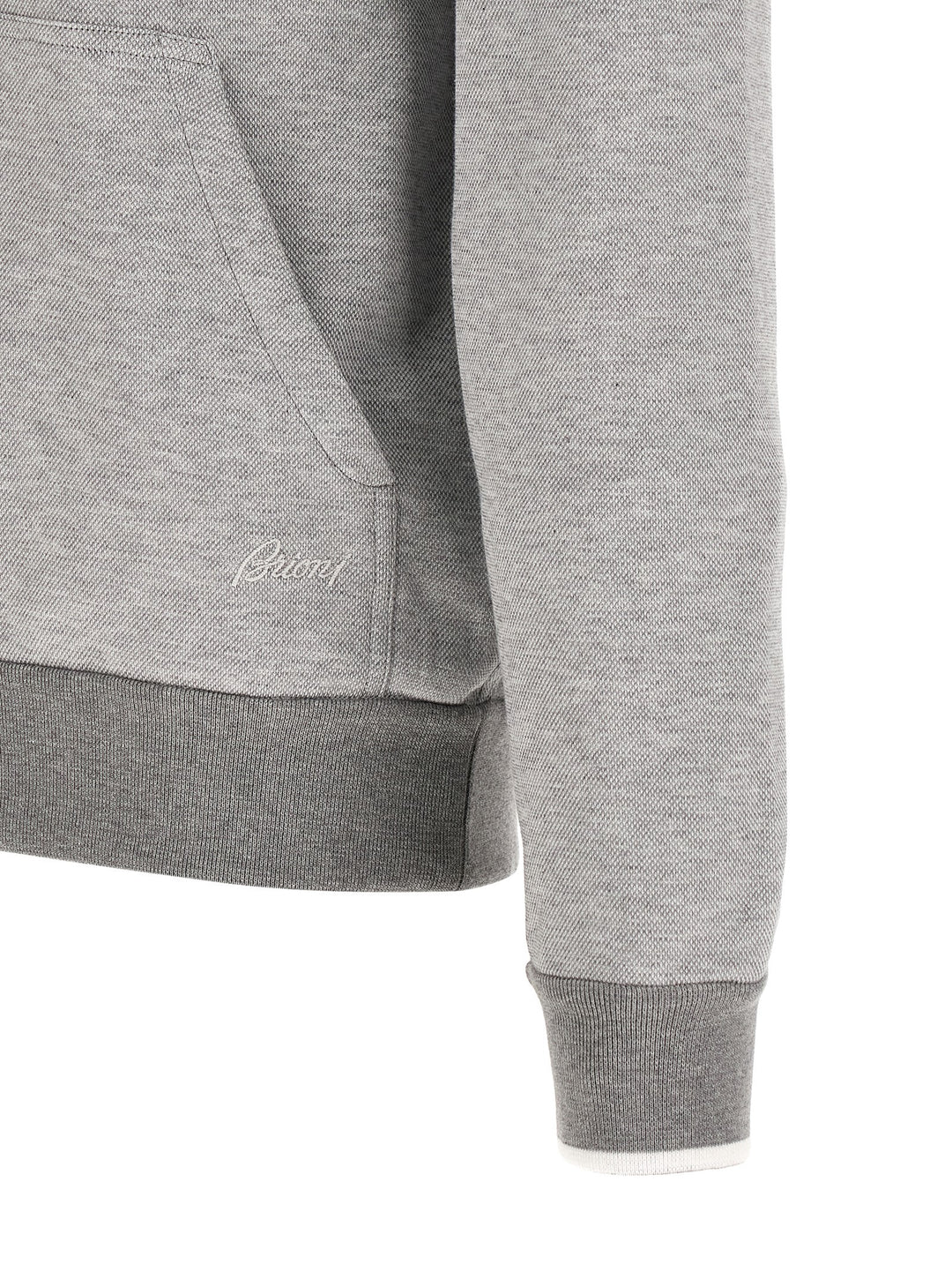 Brioni Piquet Cotton Hoodie Felpe - Grigio | 18cf14b0ce1d520edb81c9ae37cc6708e9804660
