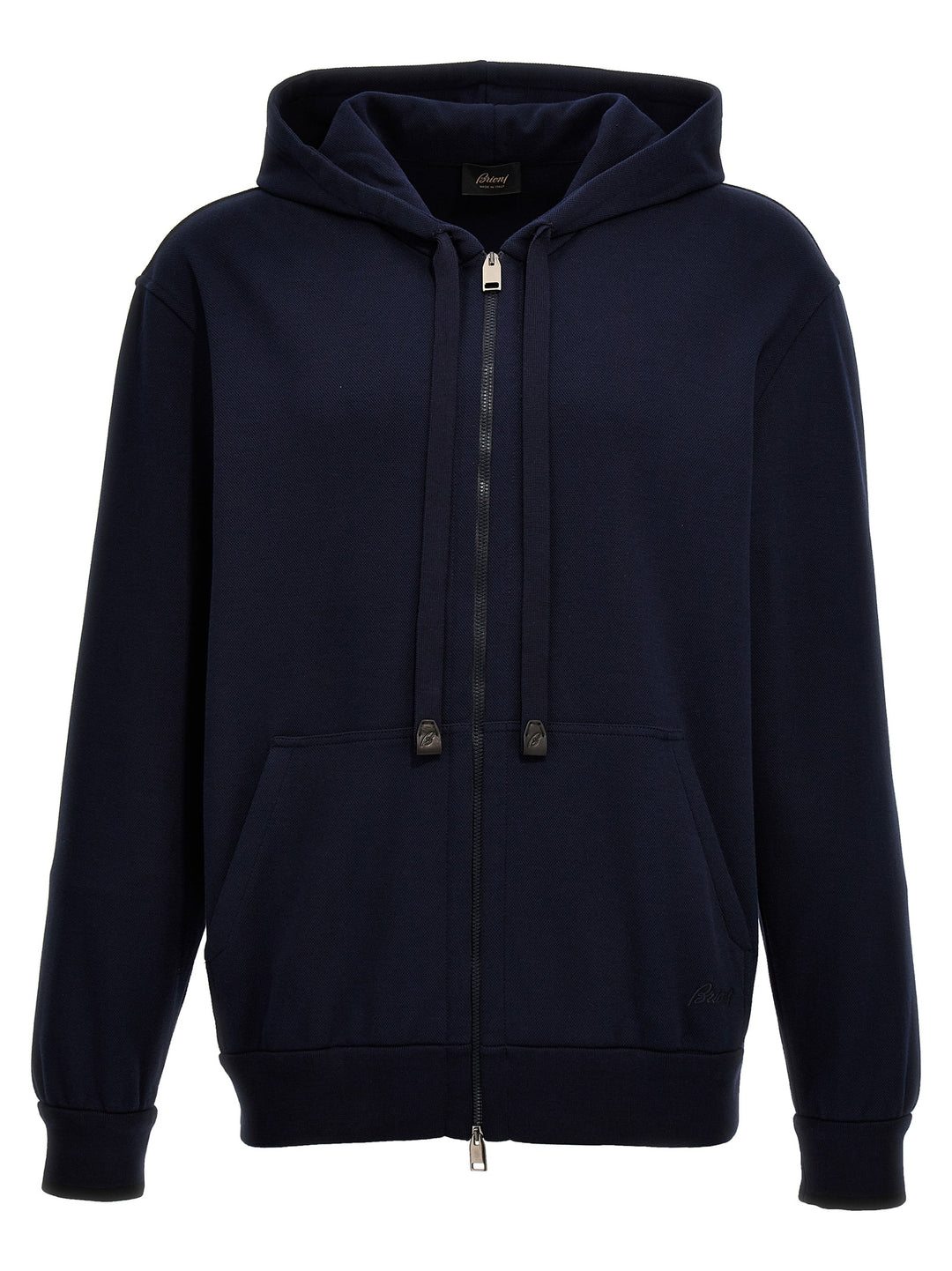 Brioni Piquet Cotton Hoodie Felpe - Blu | 2a95d9a25a2ebcf7077d17237c60afcab363bfae