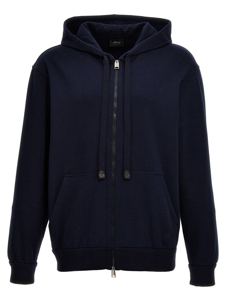 Brioni Piquet Cotton Hoodie Felpe - Blu | 2a95d9a25a2ebcf7077d17237c60afcab363bfae