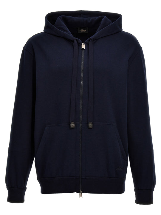 Piquet Cotton Hoodie Felpe Blu