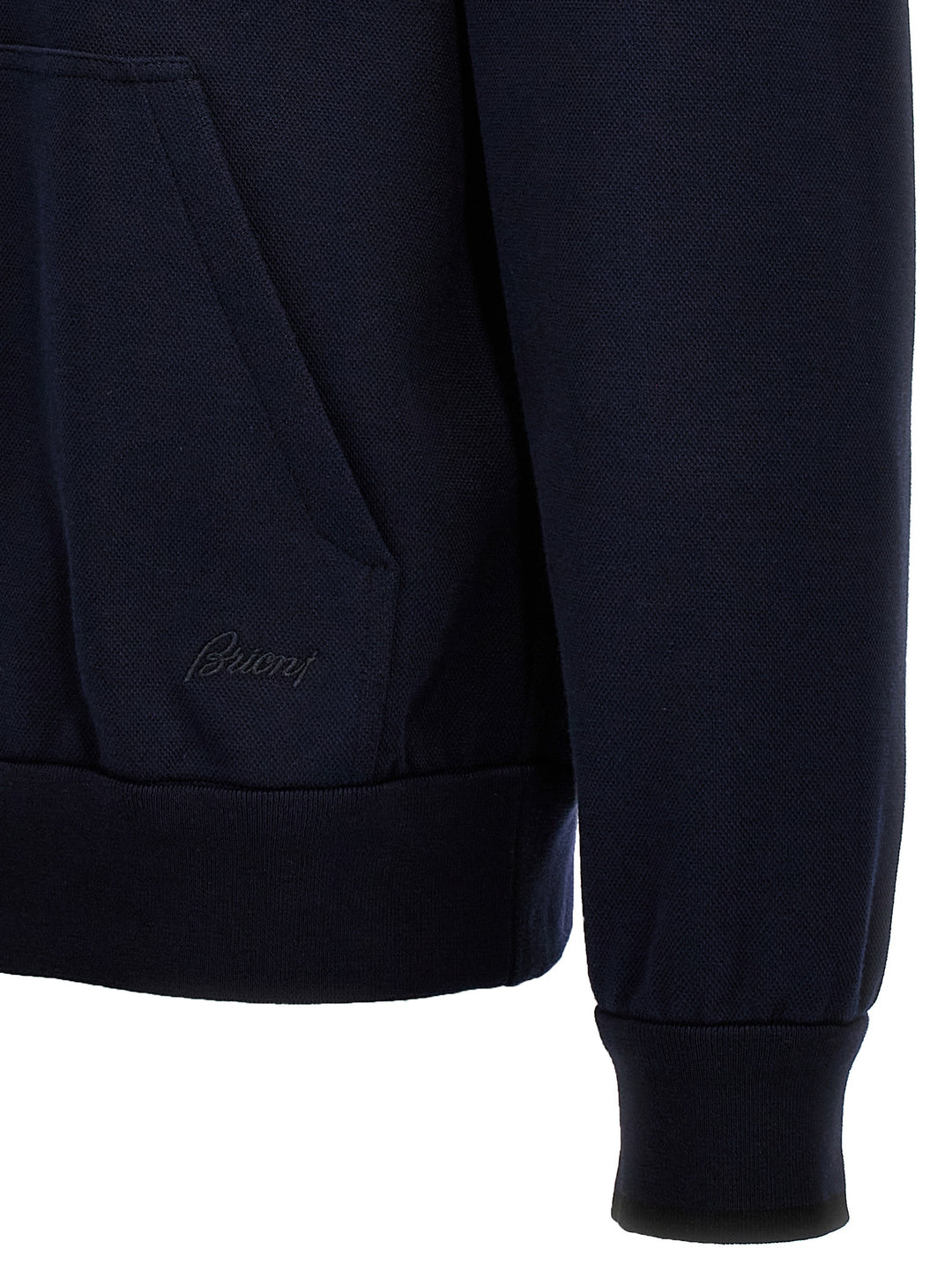 Brioni Piquet Cotton Hoodie Felpe - Blu | 8ab9fec4ae6928639e3be8c6dfe11bc1b38f2be0