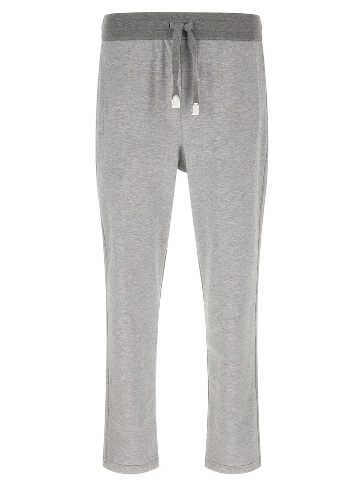 Brioni Piqué Cotton Joggers Pantaloni - Grigio | 7843c26088d4e20bc16f84aa9ea1fc80af6d1dac
