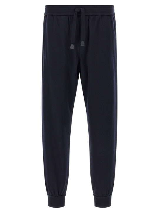 Cotton And Cashmere Joggers Pantaloni Blu