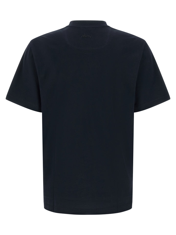 Brioni Logo Embroidery T shirt - Blu | 0e84b9b3860b9f44386ec0aa2269a59843da63af
