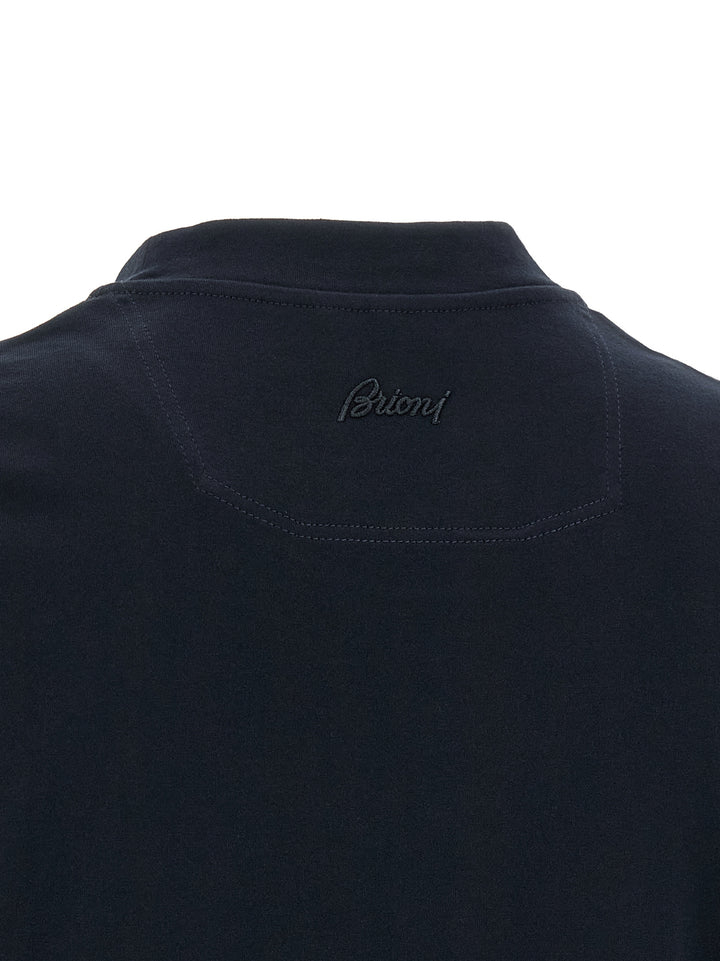 Brioni Logo Embroidery T shirt - Blu | 165ed688d3951701f943a9ecad5feed2215ca7df