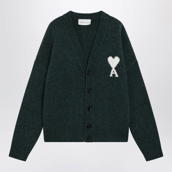 Bottle Green Ami De Coeur Cardigan In Alpaca Blend