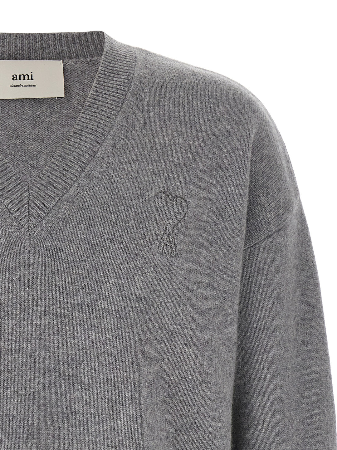 Ami Paris Puff Logo Patch Sweater Maglioni - Grigio | 4e1ced429e67c97f46a74435cbe5e6fa4ff0ddea