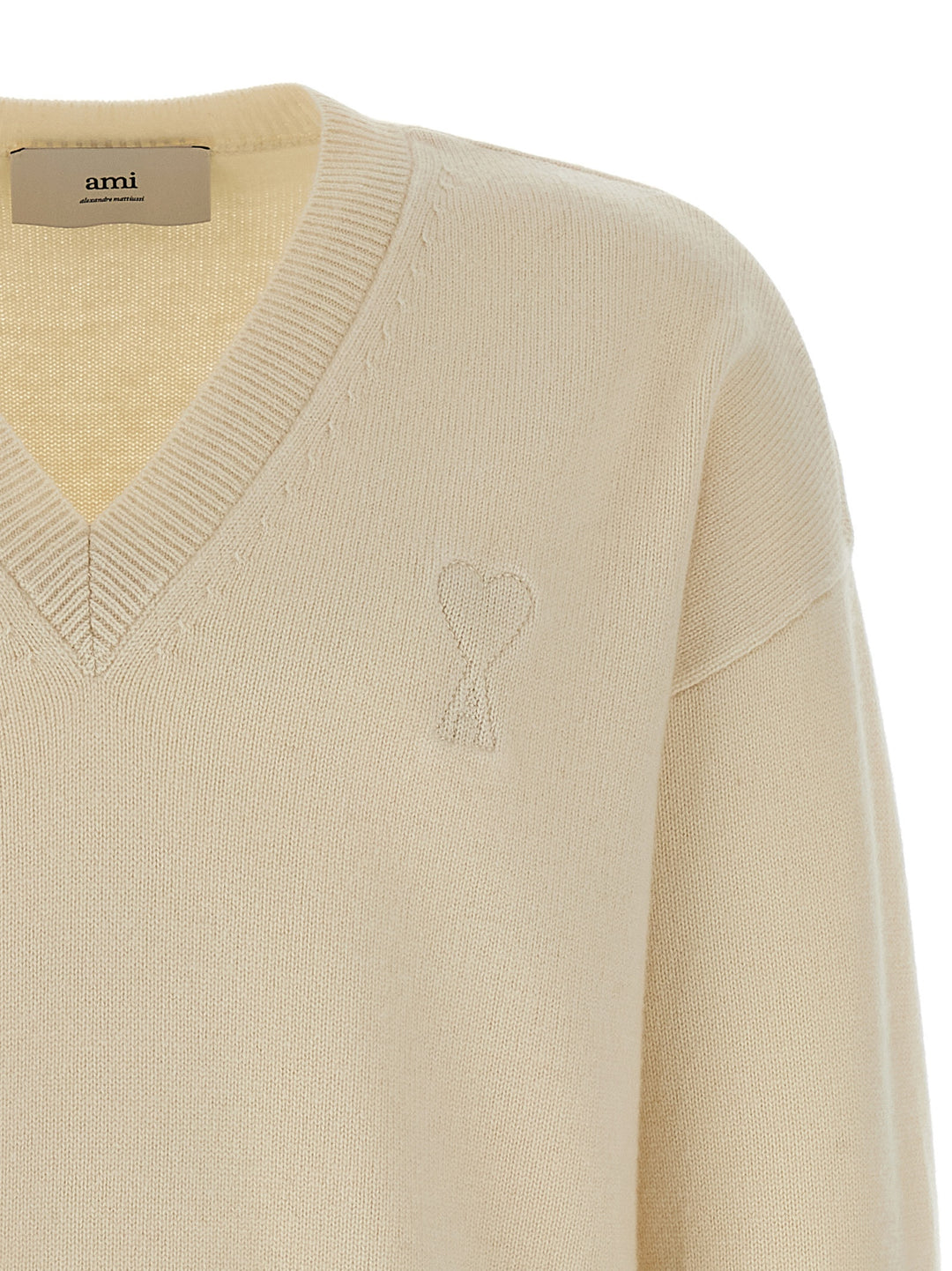 Ami Paris Puff Logo Patch Sweater Maglioni - Beige | d21951462f032ac746a04885d4f4ad3a04b7c42f