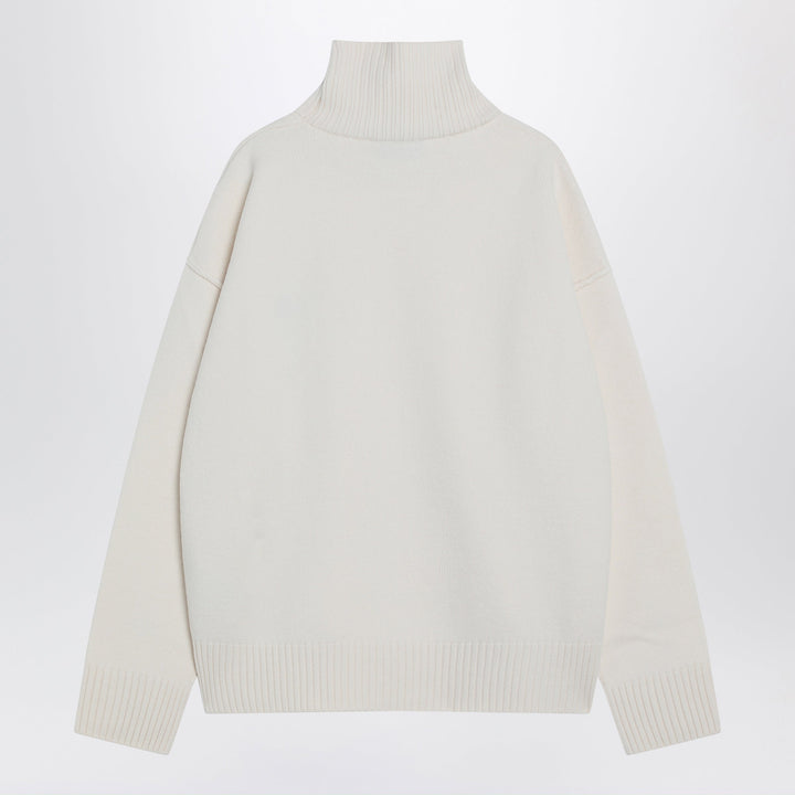 Ami Paris Ami De Coeur White Wool Roll-Neck Jumper