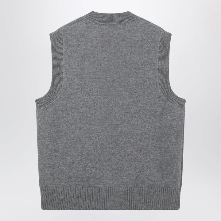 Ami Paris Gilet Ami De Coeur Gris En Laine