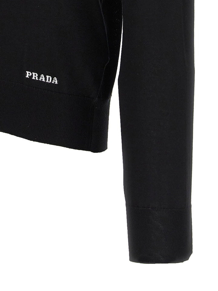 Prada Silk Sweater Maglioni - Nero | b328a8e0bf5b39b63fecbb239d81ad0d532ed266
