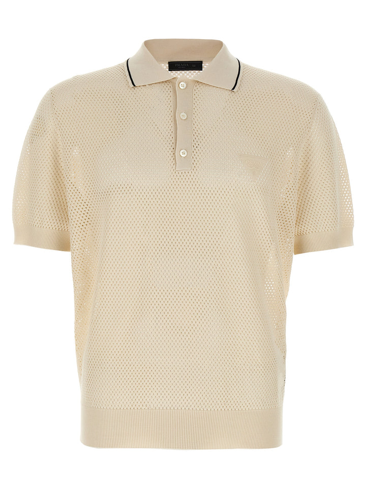 Prada Openwork  Shirt Polo - Bianco | 8e0170bf9c307cc5331042f163c792ed32865c7e