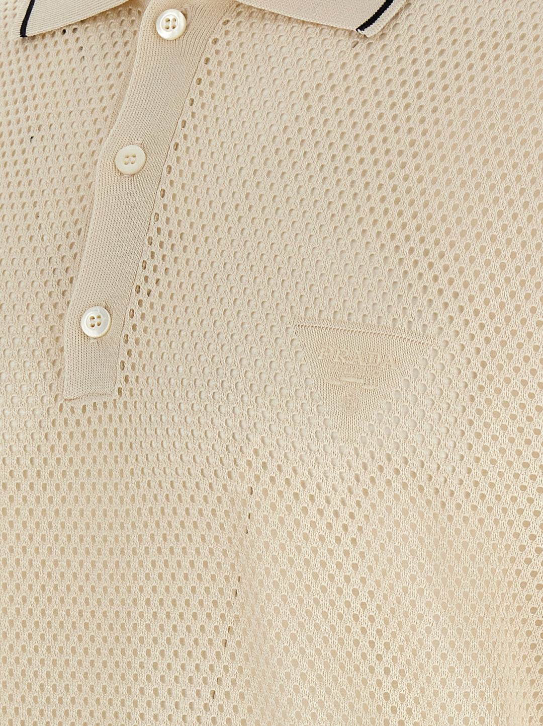 Prada Openwork  Shirt Polo - Bianco | a8f24a61b05b42e184068fe48212d7969244f702