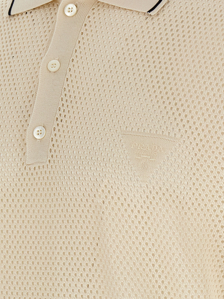 Prada Openwork  Shirt Polo - Bianco | a8f24a61b05b42e184068fe48212d7969244f702