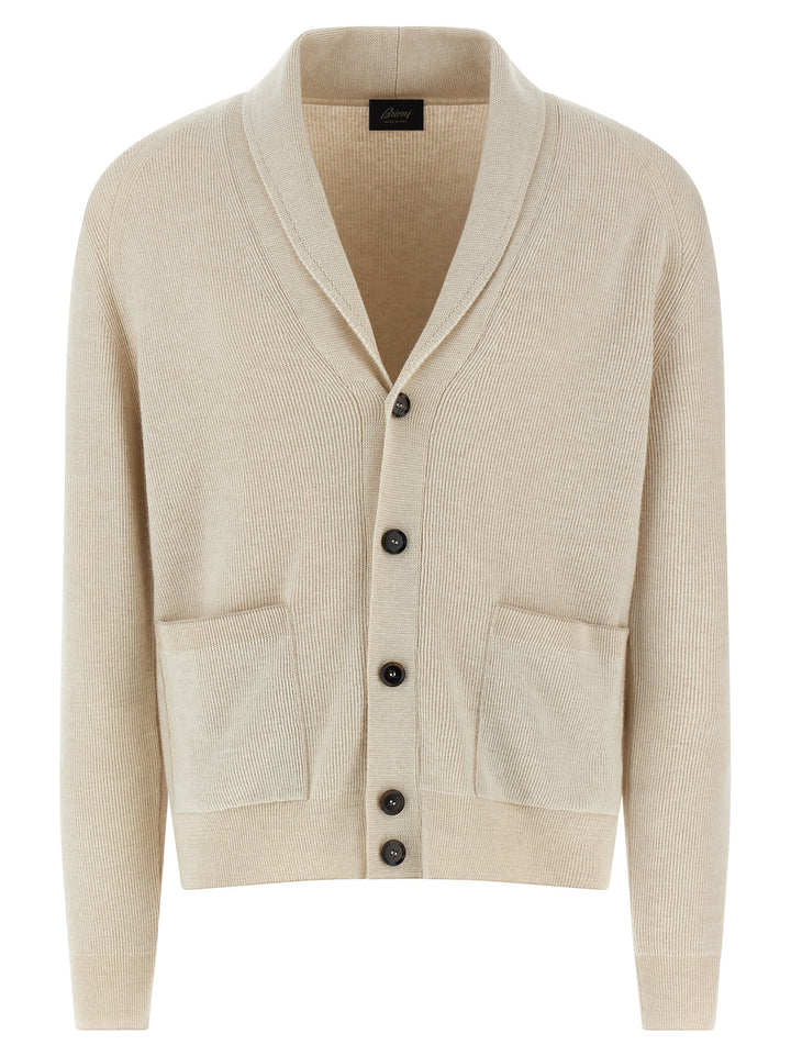 Brioni Ribbed Cardigan Maglioni - Beige | 8d2473908ce7d8a05964b3a0b367729edb0a839a
