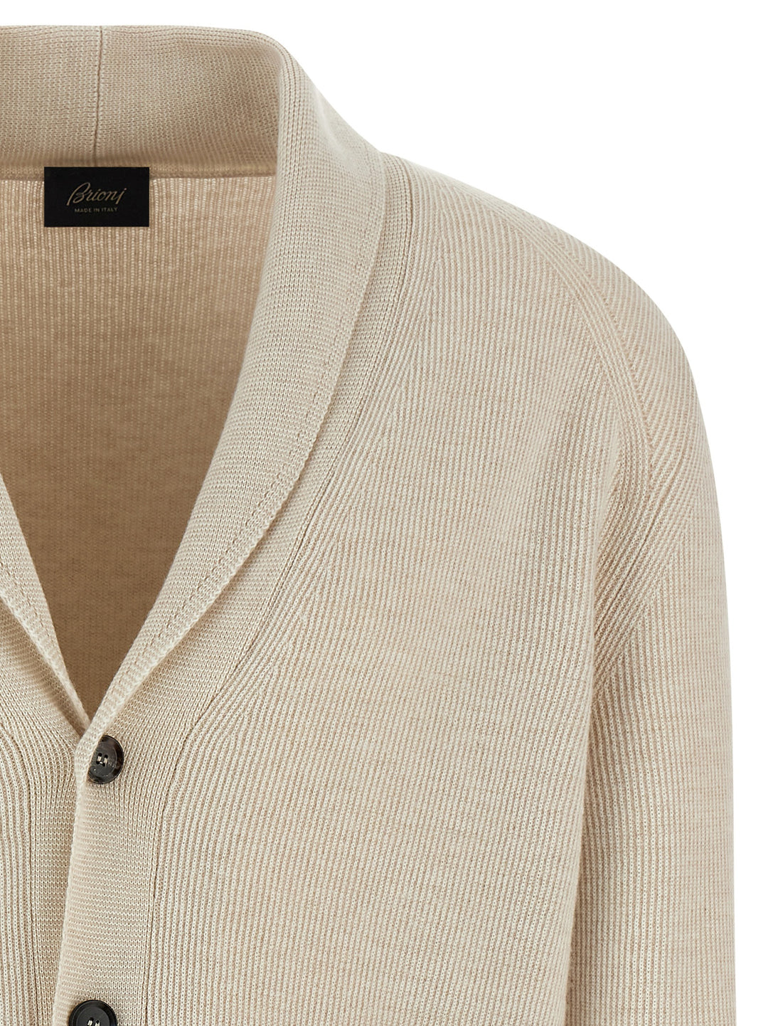 Brioni Ribbed Cardigan Maglioni - Beige | 0e503d4541e1613405e411f84b125c4a51e80425