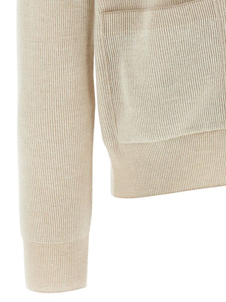 Brioni Ribbed Cardigan Maglioni - Beige | 1ffef29bb9bf78350b1743071f24869d6304e511