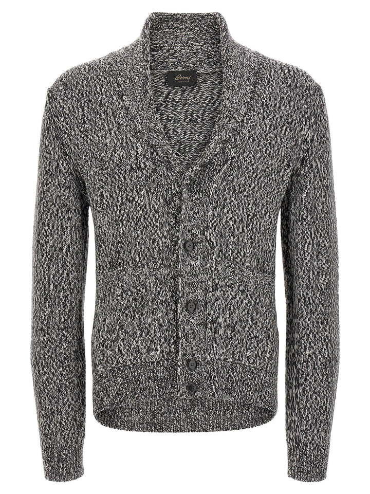 Brioni Shawl Neck Cardigan Maglioni - Bianco/Nero | 10bf6b2f65386431e2925c1b005e00ec4bd32f0e