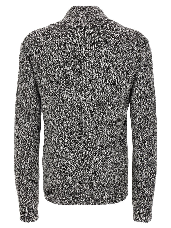Brioni Shawl Neck Cardigan Maglioni - Bianco/Nero | 98bdf9a22008e194ead87d24d45b4b73375f8100