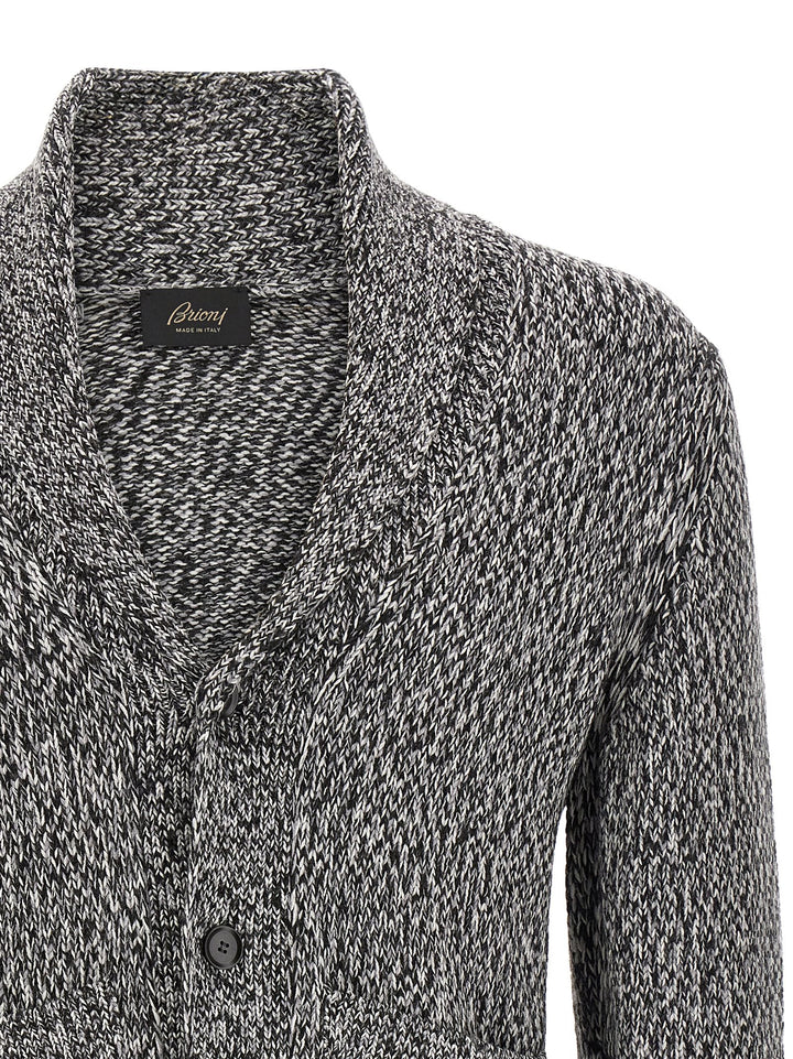 Brioni Shawl Neck Cardigan Maglioni - Bianco/Nero | bf657d6b16a7c5f6e109611eaad035c395176f5a