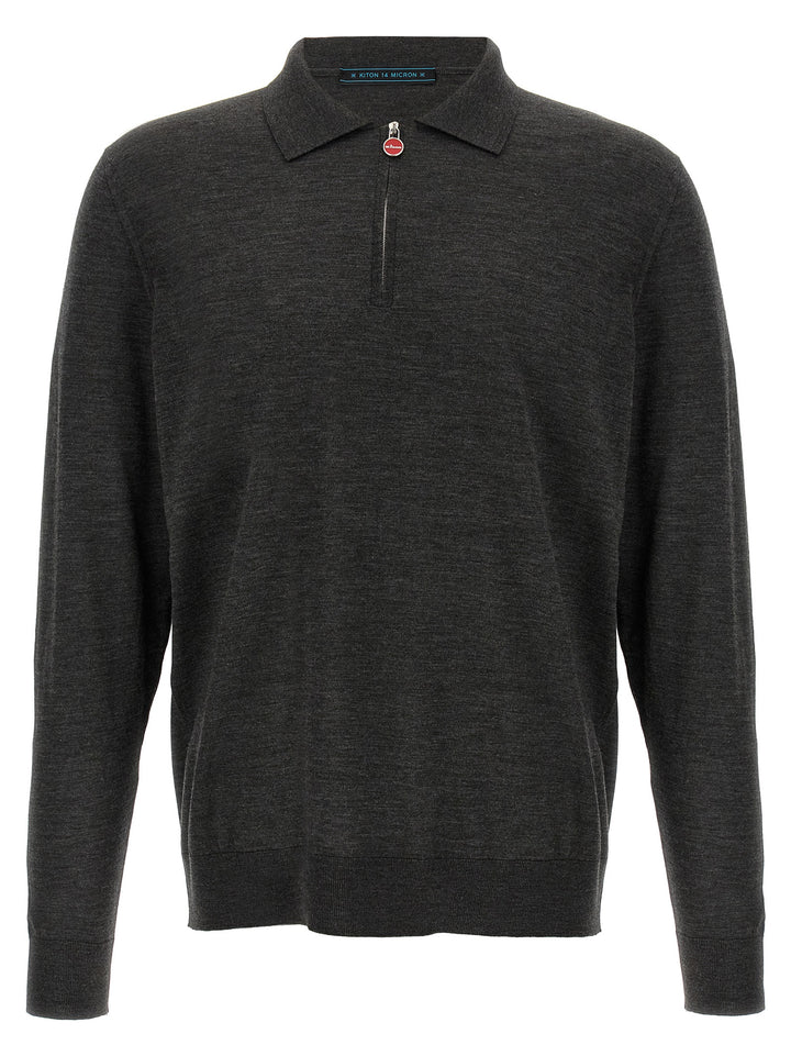 Kiton Halfzip  Shirt Polo - Grigio | f49c95ab1f53d68f535d3d91c089f2574107436c