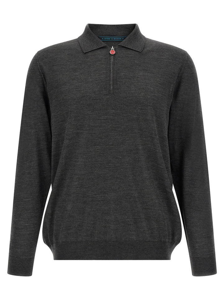 Kiton Wool  Shirt 14 Microns Polo - Grigio | 8b7639a80ab109b0fd6c12c1e800e0a2f62dd9bf