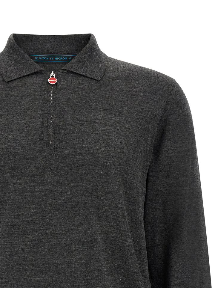 Kiton Wool  Shirt 14 Microns Polo - Grigio | 355f91eb51f5c674f0fc4e250408d41df48715dc