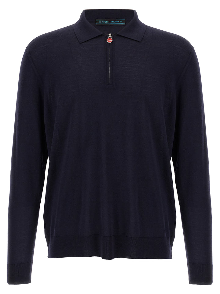 Kiton Knitted  Shirt Polo - Blu | 9af831230a491b03e8676d2845b73f6093b64513
